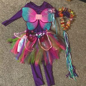 Fairy Halloween costume with purple full body suit